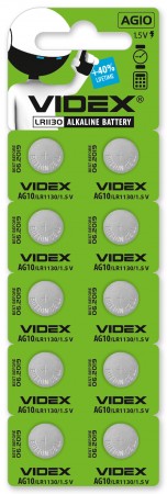 Батарейка Videx AG10/LR1130 10шт.