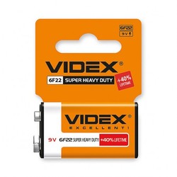 Батарейка солевая Videx 6F22/9V (Крона) 1 шт. SHR CARD