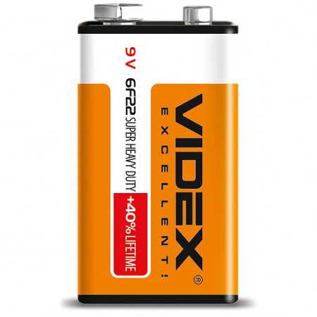 Батарейка солевая Videx 6F22/9V (Крона) 1 шт. SHRINK