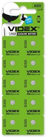 Батарейка Videx AG0/LR521 10шт.