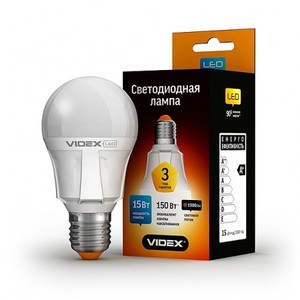 Светодиодная лампа (LED) Videx A60 15W E27 3000K 220V
