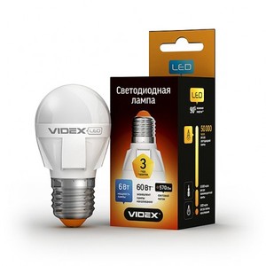 Светодиодная лампа (LED) Videx G45 6W E27 3000K 220V