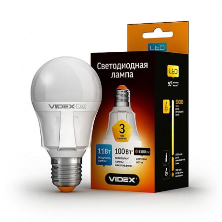 Светодиодная лампа (LED) Videx A60 11W E27 3000K 220V